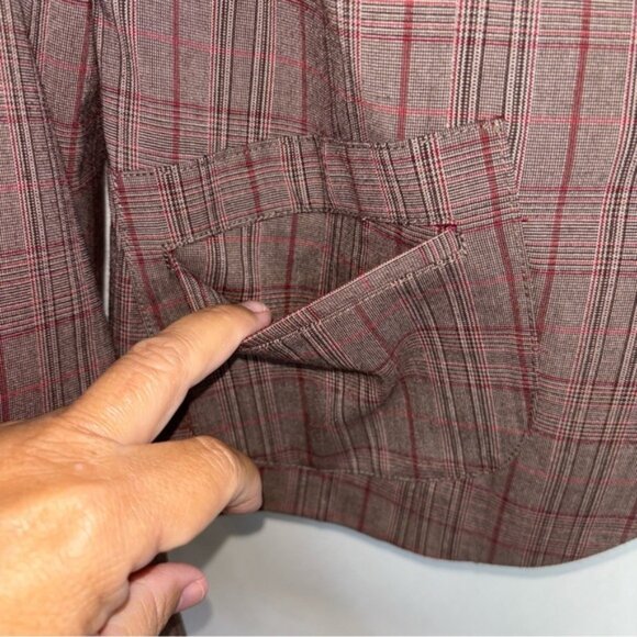 Kenneth Cole Women's Size 12 Plaid Blazer Brown Button Front Pockets Lined Short - Picture 7 of 10